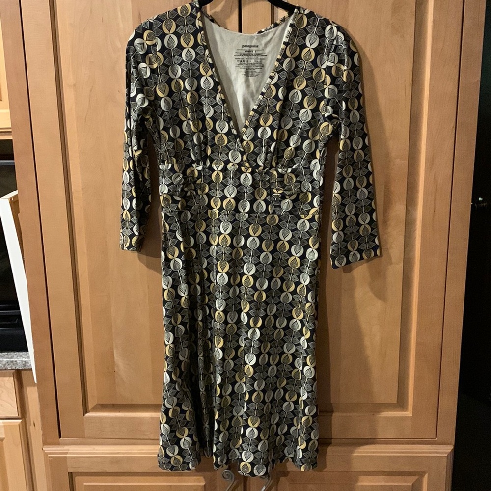 Patagonia patterned knee length dress, travel friendly!
